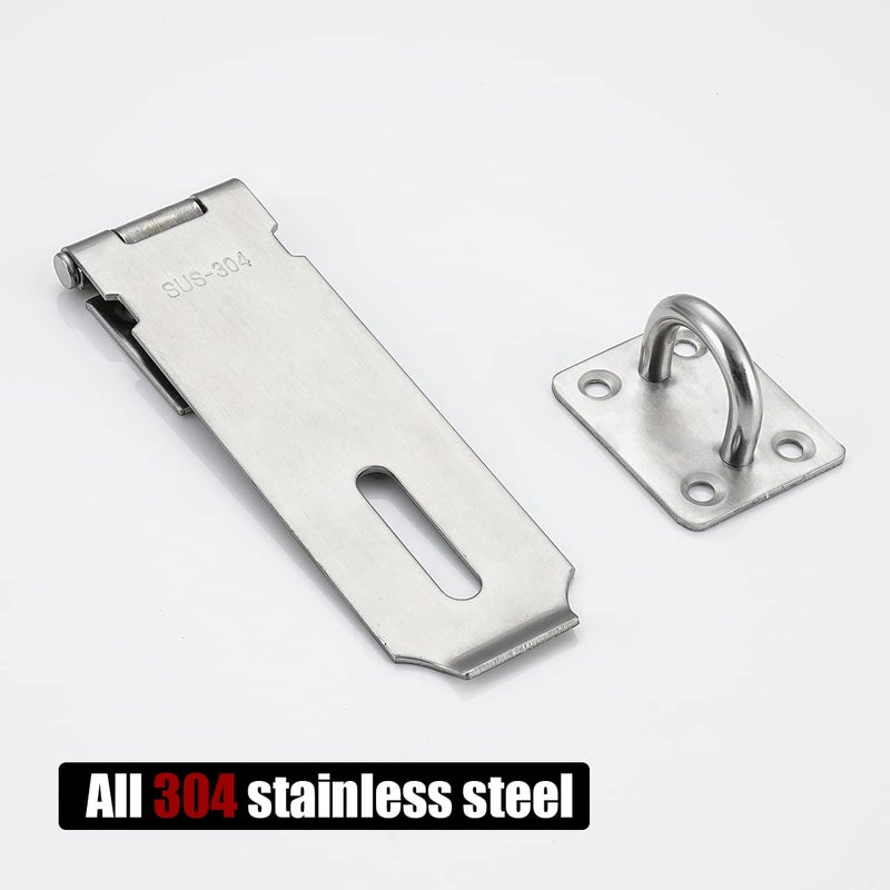 JQK Door Hasp Latch Lock, 5 Inch Stainless Steel Safety Packlock Clasp, Brushed Finish 2 Pack, DL130-BN-P2 - Image 4